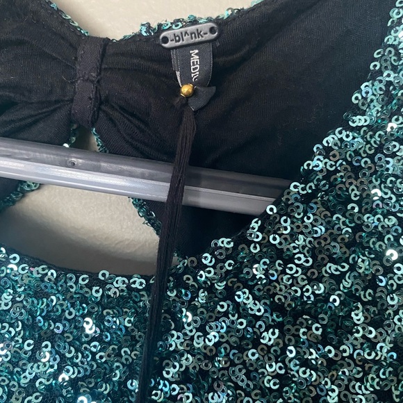 NWT BL^NK LONDON X ANTHROPOLOGIE Cerro Seafoam Sequin Mini Dress Size Small - Picture 5 of 9